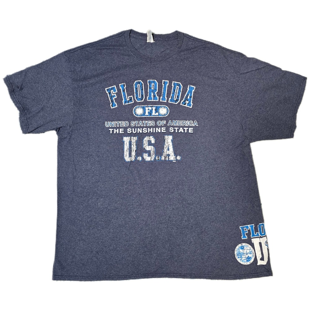 Florida USA T Shirt‎ Mens 2XL Blue Heathered United States of America
(G)